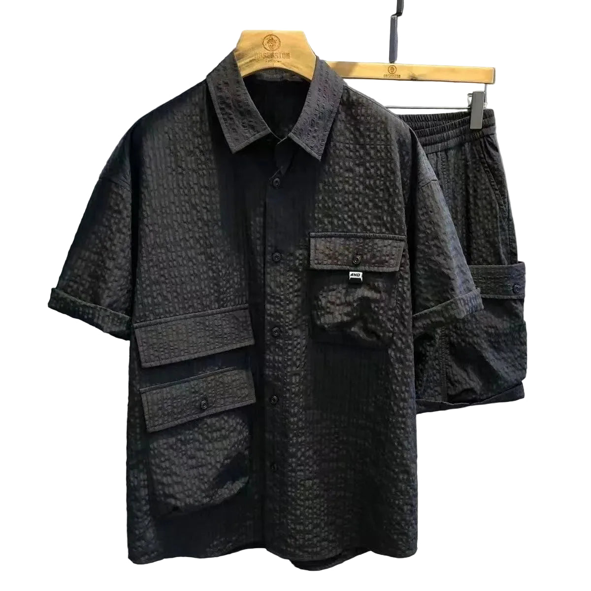 Men's Short Sleeve Shirt Set Casual Loose Fashion Two-Piece