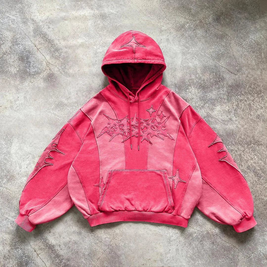 Street style high-end English embroidery college hoodie