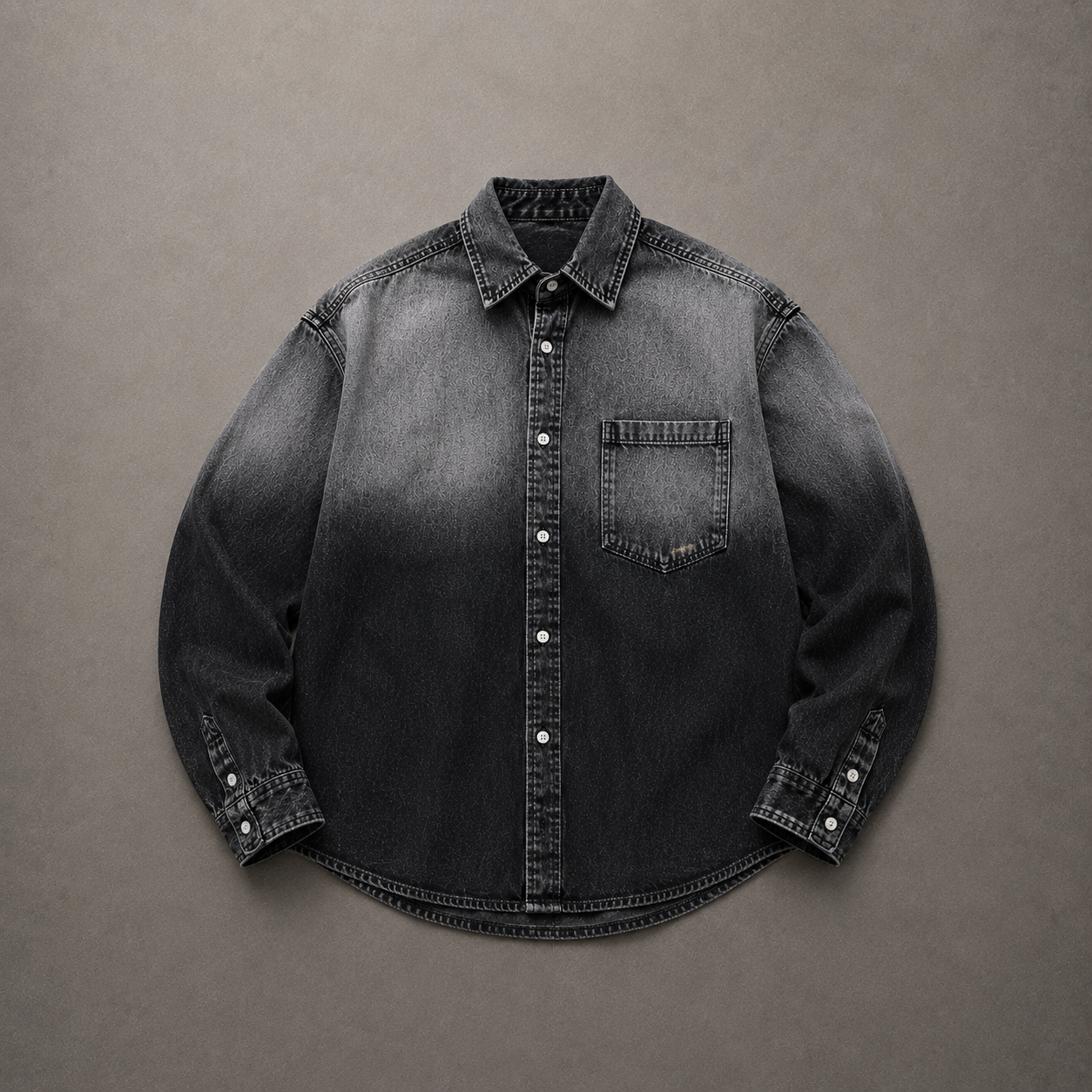 Men's Black Gray Denim Shirt