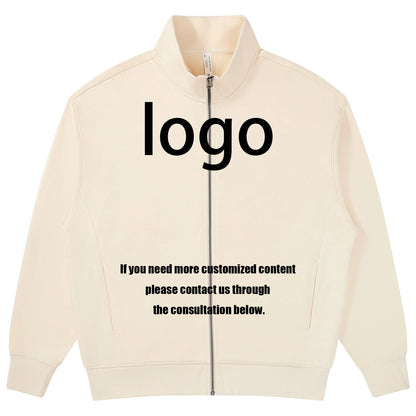 Minimalist Solid Stand Collar French Terry Zip up Loose Casual for Wholesale Men's Hoodies & Sweatshirts Hooded