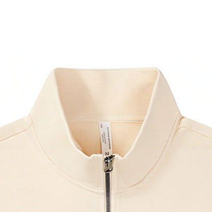 Minimalist Solid Stand Collar French Terry Zip up Loose Casual for Wholesale Men's Hoodies & Sweatshirts Hooded