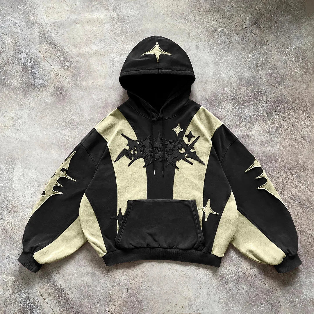Street style high-end English embroidery college hoodie