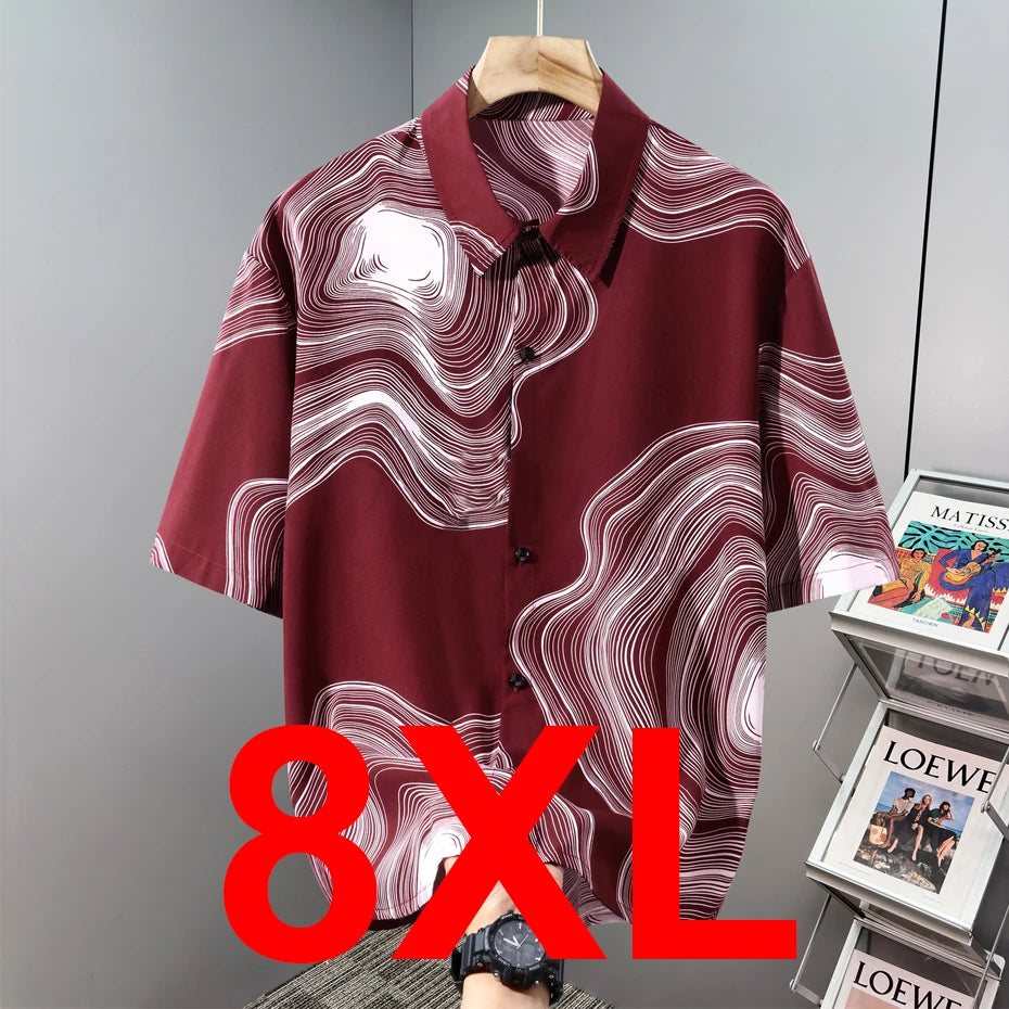 Hawaiian Beach Short Sleeve Shirts Men Summer Cool Shirts 10XL Plus Size Male Shirts Big Size 10XL