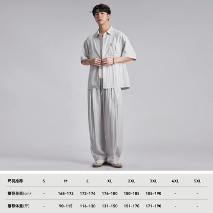 Fashion Men's Lyocell Linen 2-Piece Set 2026 Summer Turn-Down Collar Loose Casual Cool Touch Shirt and Shorts Set
