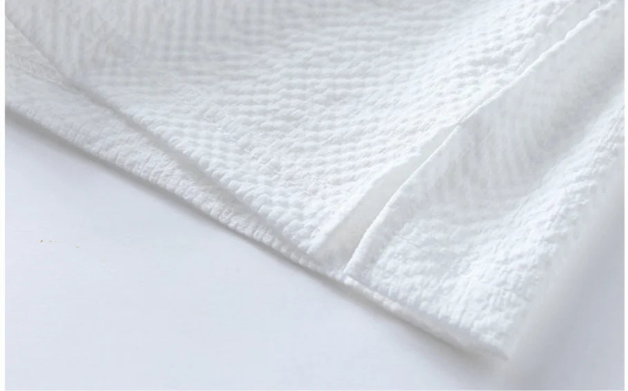 Summer Textured Seersucker Tee For Men Slim Fit Round Neck Short Sleeve Shirt Lightweight Breathable Top Mens Summer T Shirt