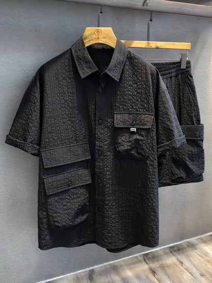 Men's Short Sleeve Shirt/short Set Casual Loose Fashion Two-Piece