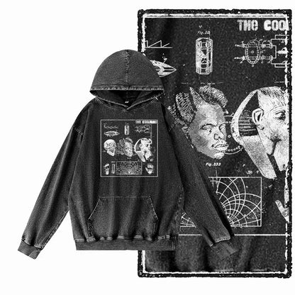 G14 Acid Washed Black o-neck 100% Cotton COOLMIND  Printed Men's Hoodies |  Streetwear Big Size Cool men's Hoodie