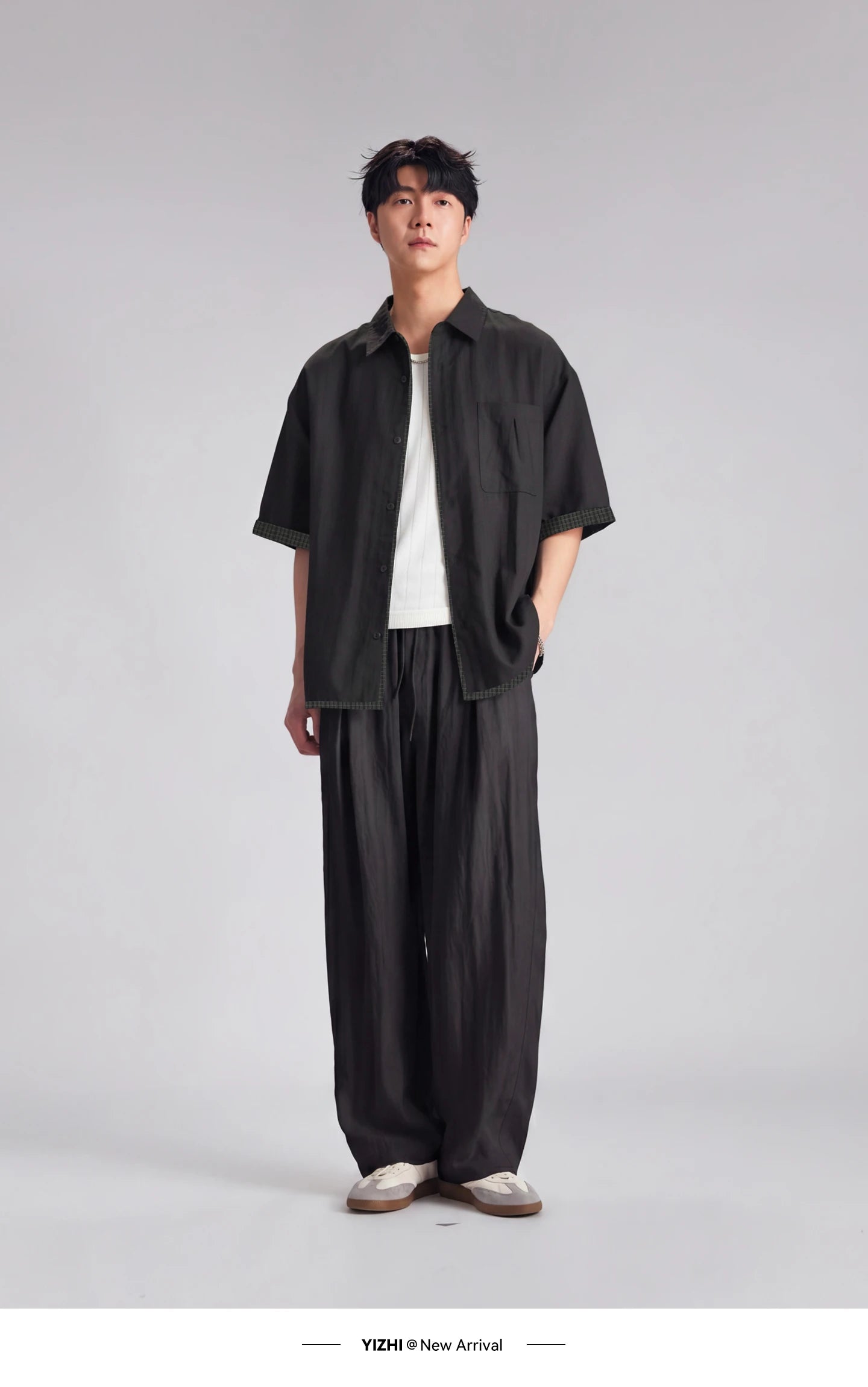 Fashion Men's Lyocell Linen 2-Piece Set 2026 Summer Turn-Down Collar Loose Casual Cool Touch Shirt and Shorts Set