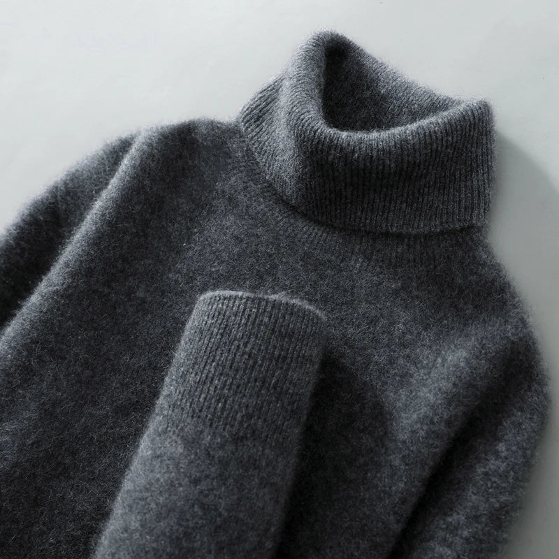 100% wool high neck sweater with pullover for men, autumn and winter warm and full sleeved hot selling new knitted  base sweater