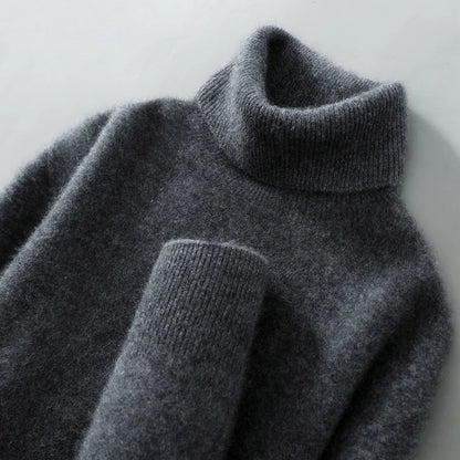 100% wool high neck sweater with pullover for men, autumn and winter warm and full sleeved hot selling new knitted  base sweater