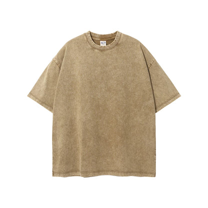 ZODF New Summer Batik Washed T-Shirts For Men Unisex Retro Loose High Street 275gsm Cotton T Shirt Brand Design HY0594