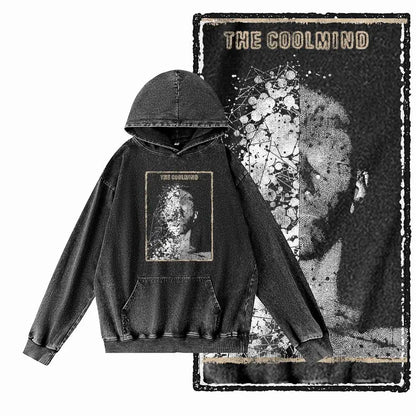 G15 Acid Washed Black Cool 100% Cotton COOLMIND  Printed Men's Hoodies |  Streetwear Big Size O-neck men's Hoodie
