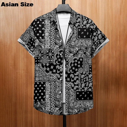 2025 Vintage Summer 3D Graffiti Blossom Printed Shirts For Men Clothing Fashion Streetwear Unisex Hawaiian Shirts Blouses Tops