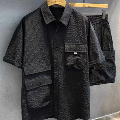 Men's Short Sleeve Shirt/short Set Casual Loose Fashion Two-Piece