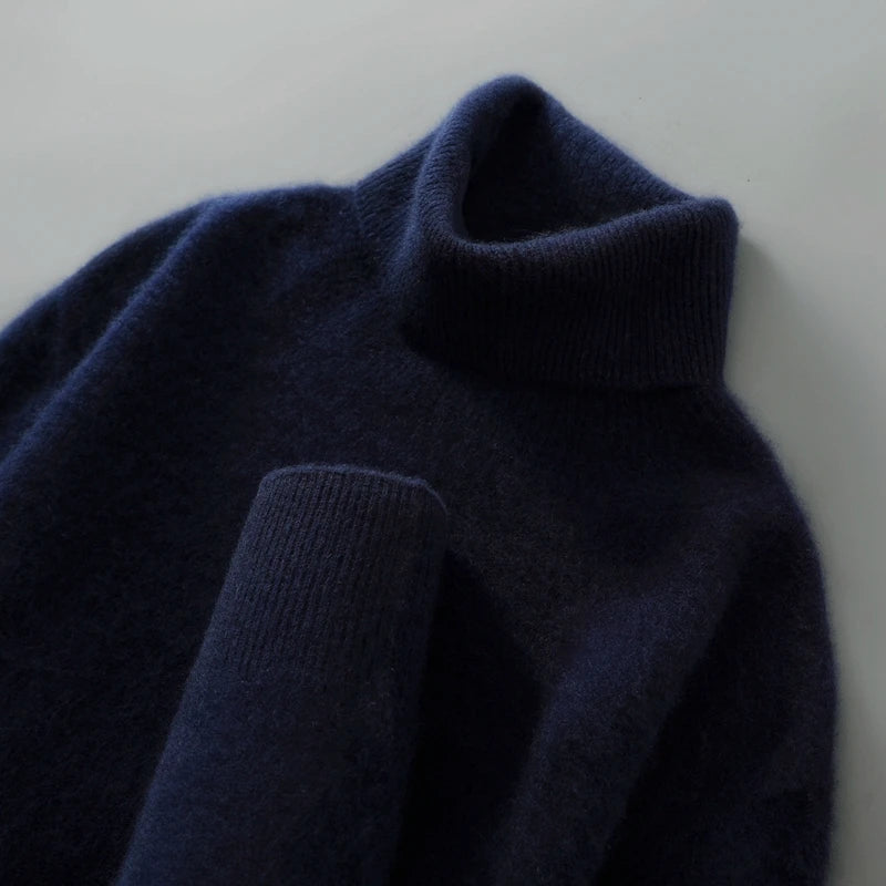 100% wool high neck sweater with pullover for men, autumn and winter warm and full sleeved hot selling new knitted  base sweater