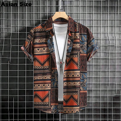 2025 Vintage Summer 3D Graffiti Blossom Printed Shirts For Men Clothing Fashion Streetwear Unisex Hawaiian Shirts Blouses Tops