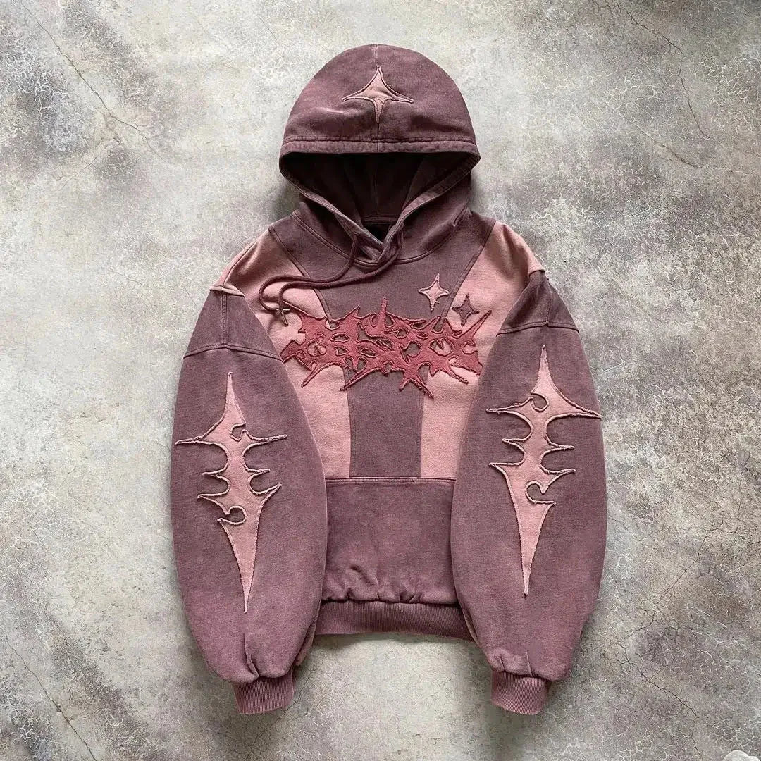 Street style high-end English embroidery college hoodie