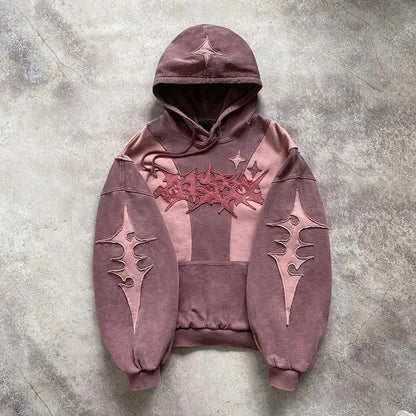Street style high-end English embroidery college hoodie
