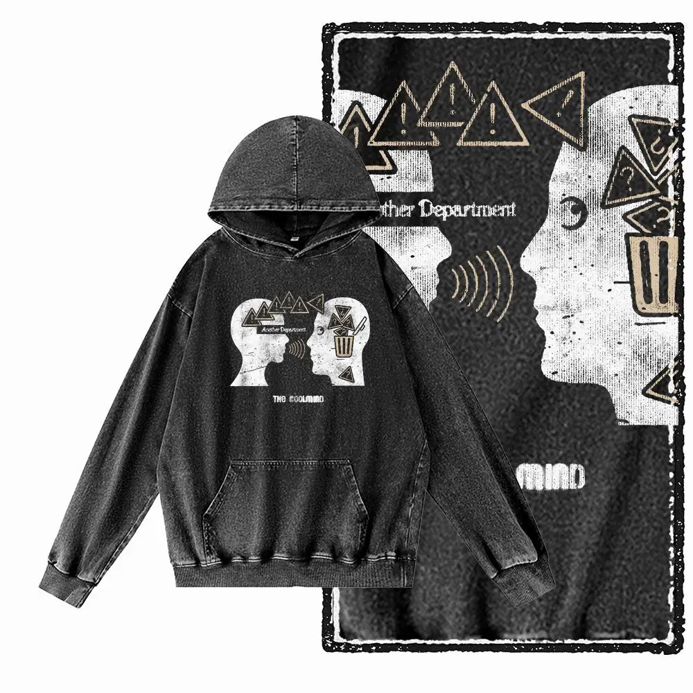 G14 Acid Washed Black o-neck 100% Cotton COOLMIND  Printed Men's Hoodies |  Streetwear Big Size Cool men's Hoodie
