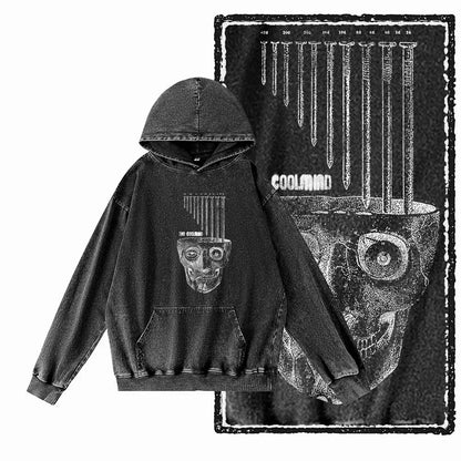 G15 Acid Washed Black Cool 100% Cotton COOLMIND  Printed Men's Hoodies |  Streetwear Big Size O-neck men's Hoodie