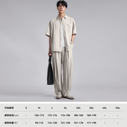 Fashion Men's Lyocell Linen 2-Piece Set 2026 Summer Turn-Down Collar Loose Casual Cool Touch Shirt and Shorts Set
