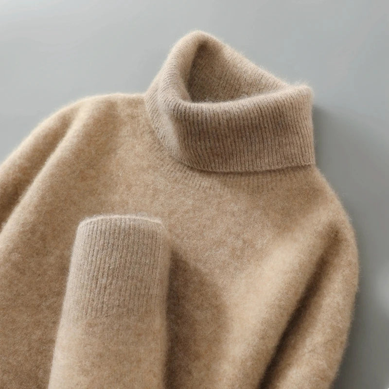 100% wool high neck sweater with pullover for men, autumn and winter warm and full sleeved hot selling new knitted  base sweater
