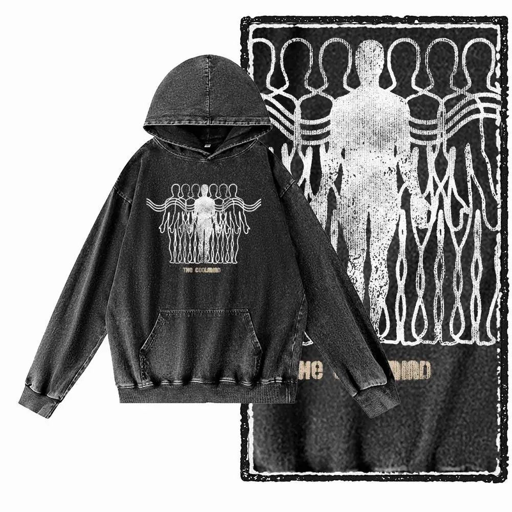 G15 Acid Washed Black Cool 100% Cotton COOLMIND  Printed Men's Hoodies |  Streetwear Big Size O-neck men's Hoodie