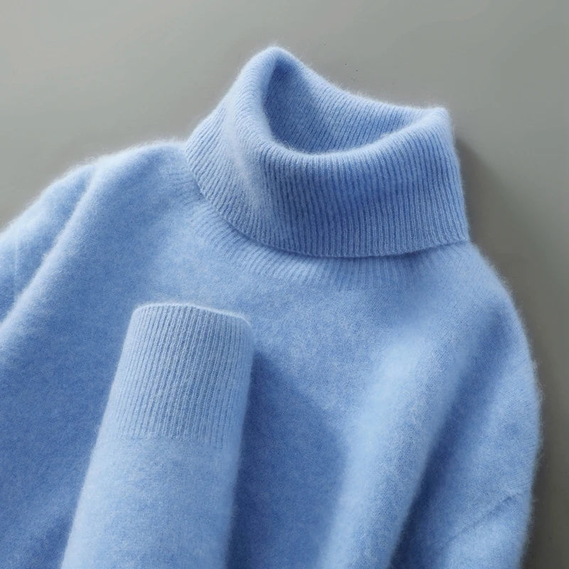 100% wool high neck sweater with pullover for men, autumn and winter warm and full sleeved hot selling new knitted  base sweater