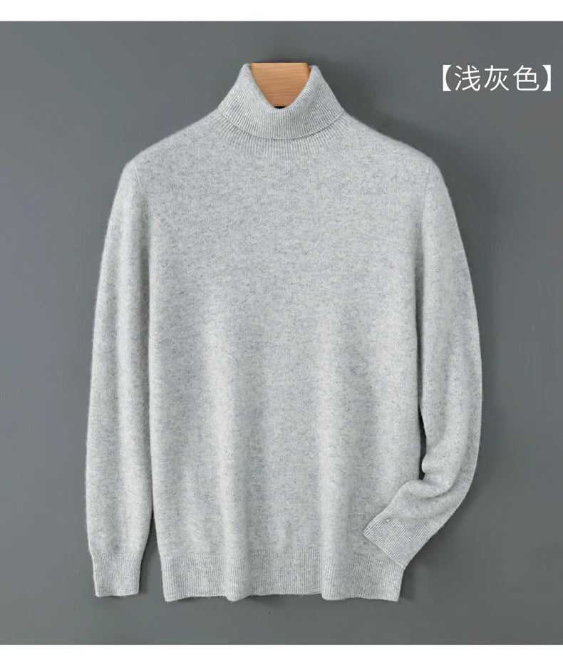 100% wool high neck sweater with pullover for men, autumn and winter warm and full sleeved hot selling new knitted  base sweater