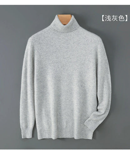 100% wool high neck sweater with pullover for men, autumn and winter warm and full sleeved hot selling new knitted  base sweater
