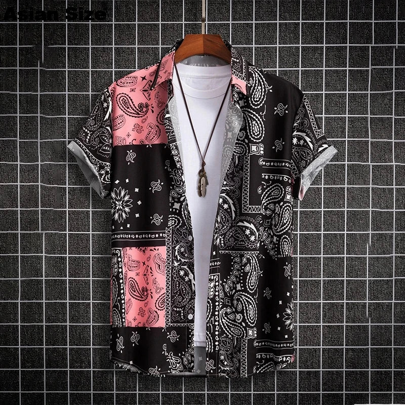 2025 Vintage Summer 3D Graffiti Blossom Printed Shirts For Men Clothing Fashion Streetwear Unisex Hawaiian Shirts Blouses Tops