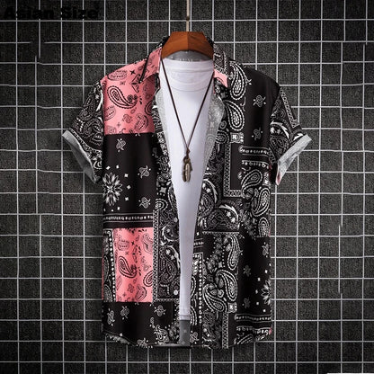 2025 Vintage Summer 3D Graffiti Blossom Printed Shirts For Men Clothing Fashion Streetwear Unisex Hawaiian Shirts Blouses Tops