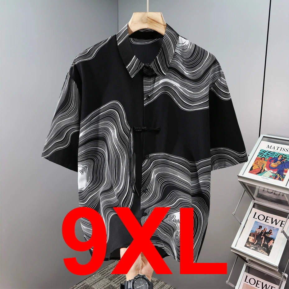 Hawaiian Beach Short Sleeve Shirts Men Summer Cool Shirts 10XL Plus Size Male Shirts Big Size 10XL