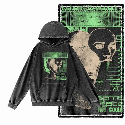 G15 Acid Washed Black Cool 100% Cotton COOLMIND  Printed Men's Hoodies |  Streetwear Big Size O-neck men's Hoodie