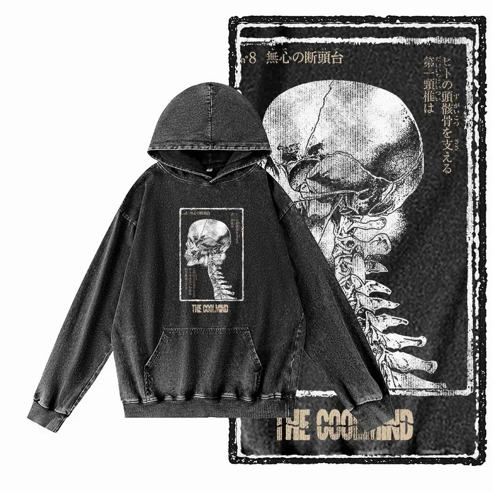 G14 Acid Washed Black o-neck 100% Cotton COOLMIND  Printed Men's Hoodies |  Streetwear Big Size Cool men's Hoodie