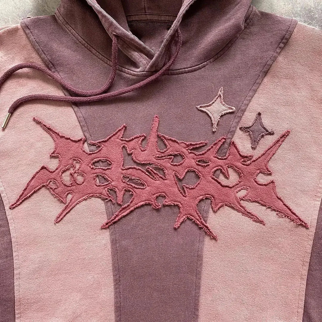 Street style high-end English embroidery college hoodie