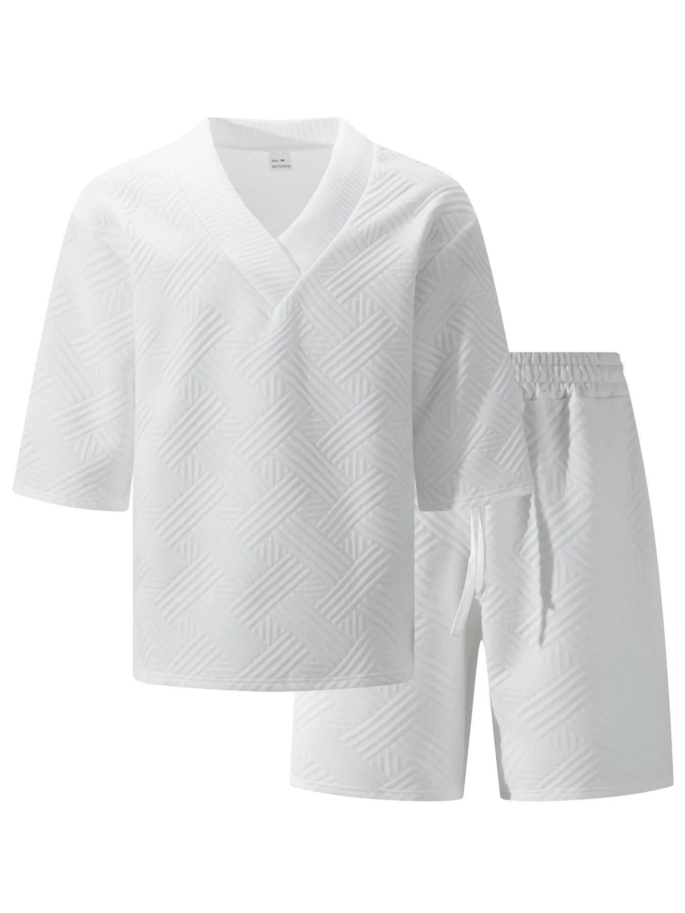 New high-quality men's casual V-neck T-shirt and shorts set - summer two-piece clothing - fashionable attire suitable for men to