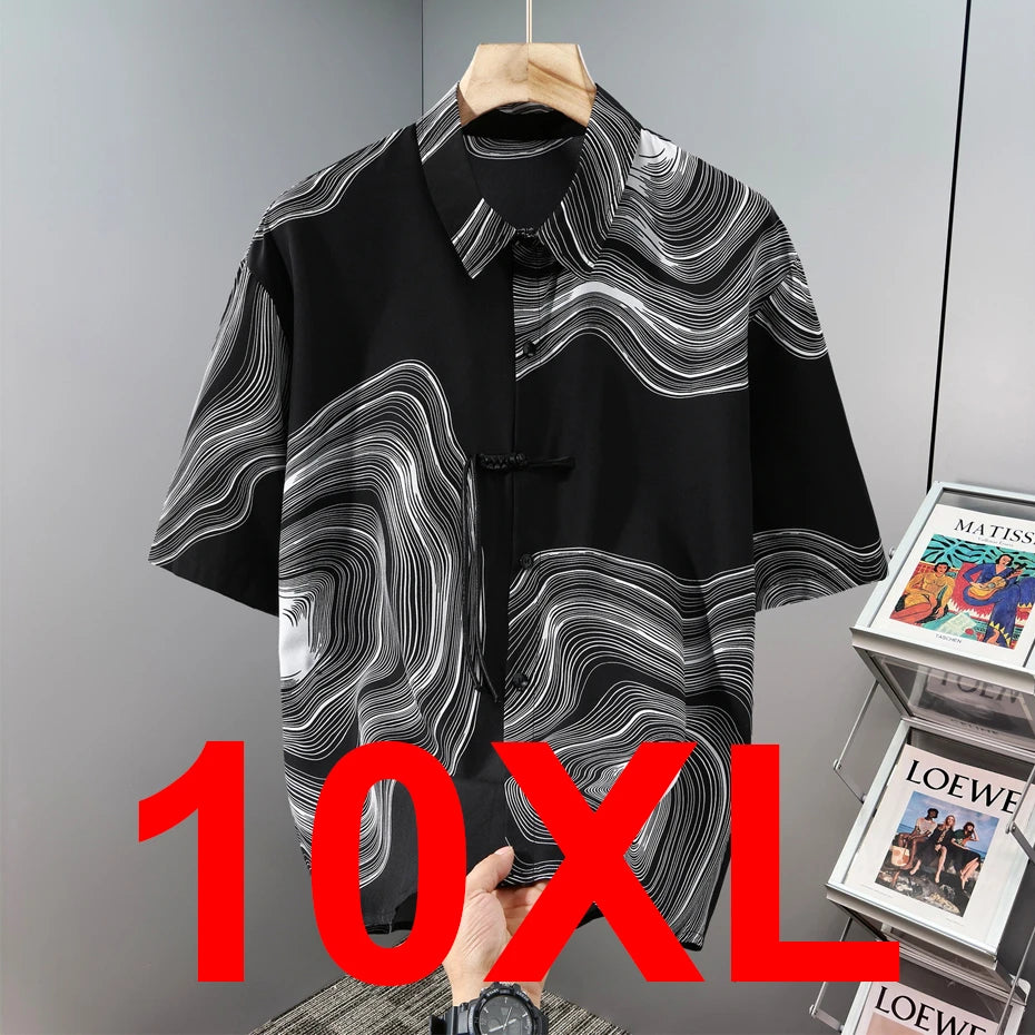 Hawaiian Beach Short Sleeve Shirts Men Summer Cool Shirts 10XL Plus Size Male Shirts Big Size 10XL