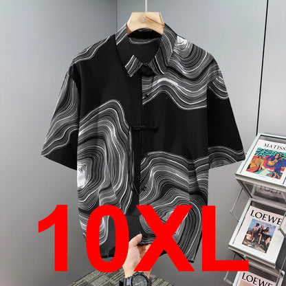 Hawaiian Beach Short Sleeve Shirts Men Summer Cool Shirts 10XL Plus Size Male Shirts Big Size 10XL