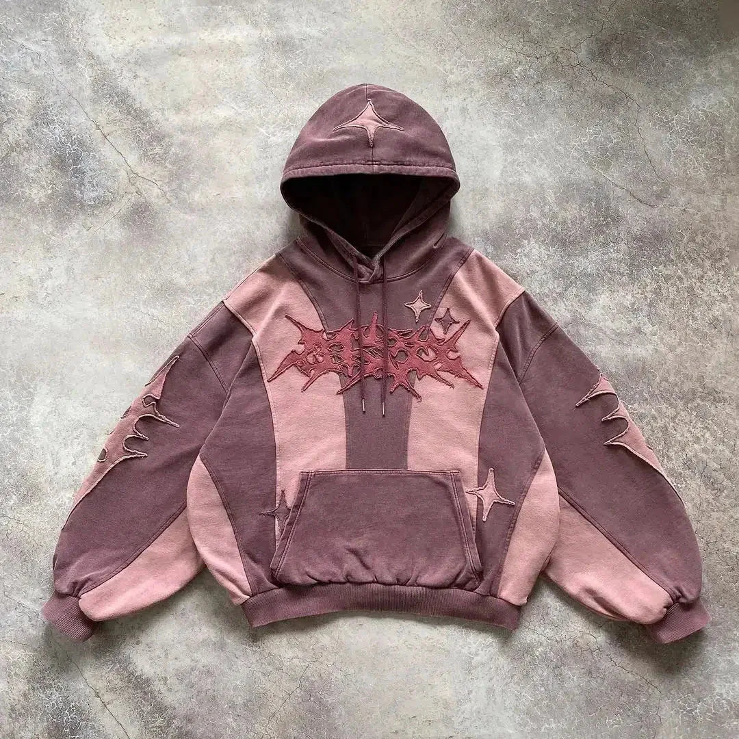 Street style high-end English embroidery college hoodie
