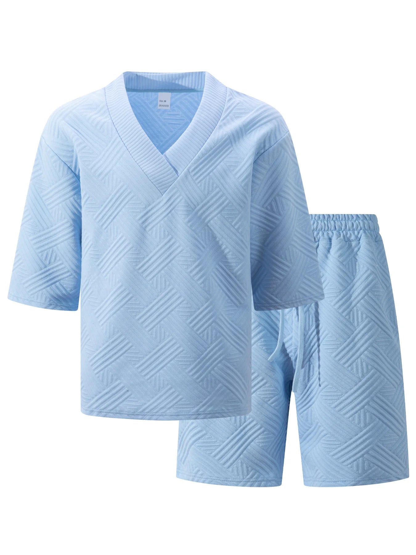 New high-quality men's casual V-neck T-shirt and shorts set - summer two-piece clothing - fashionable attire suitable for men to