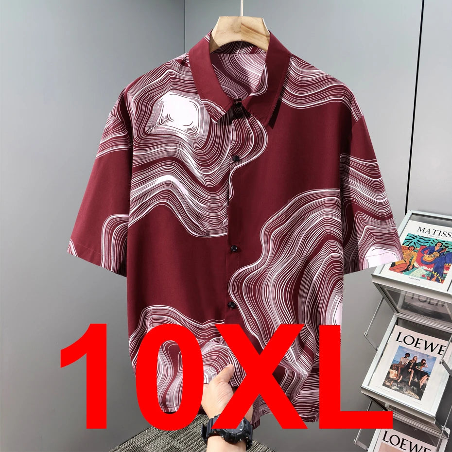 Hawaiian Beach Short Sleeve Shirts Men Summer Cool Shirts 10XL Plus Size Male Shirts Big Size 10XL