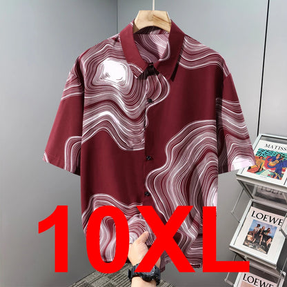 Hawaiian Beach Short Sleeve Shirts Men Summer Cool Shirts 10XL Plus Size Male Shirts Big Size 10XL