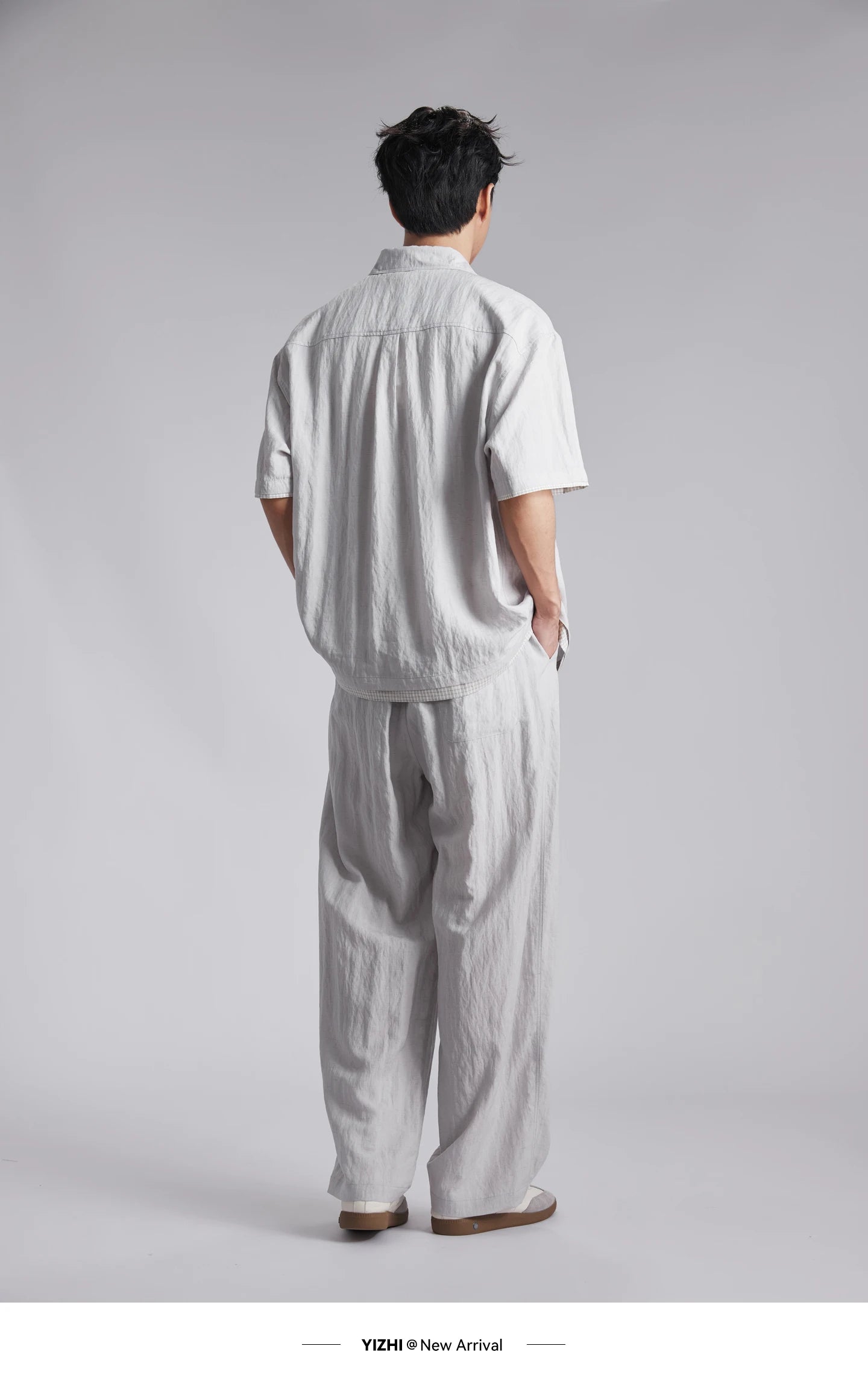 Fashion Men's Lyocell Linen 2-Piece Set 2026 Summer Turn-Down Collar Loose Casual Cool Touch Shirt and Shorts Set