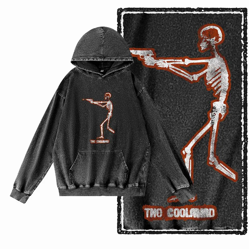 G15 Acid Washed Black Cool 100% Cotton COOLMIND  Printed Men's Hoodies |  Streetwear Big Size O-neck men's Hoodie