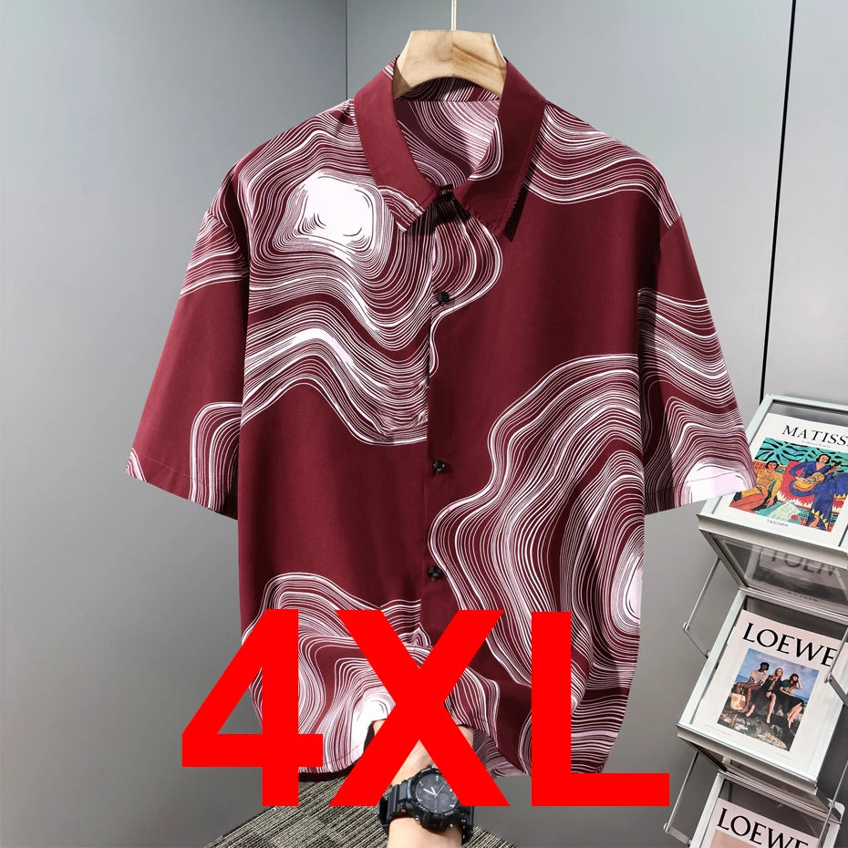 Hawaiian Beach Short Sleeve Shirts Men Summer Cool Shirts 10XL Plus Size Male Shirts Big Size 10XL