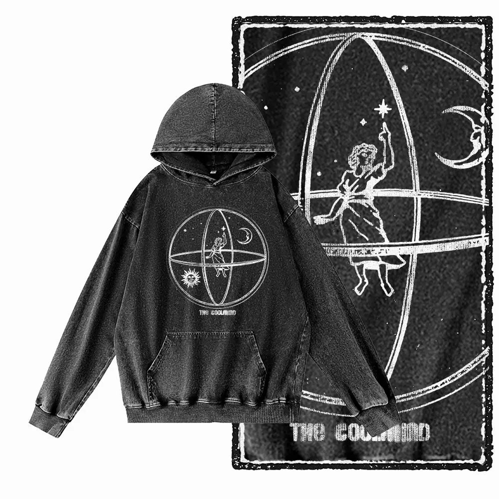 G14 Acid Washed Black o-neck 100% Cotton COOLMIND  Printed Men's Hoodies |  Streetwear Big Size Cool men's Hoodie