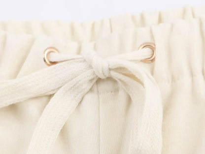 HH Women Fashion Pants Suit Solid Long Sleeves Pocket Hooded Zipper Short Jacket+Casual Loose Drawstring Street Wide Leg Pants