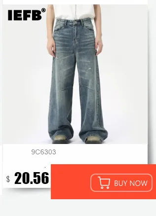 IEFB Summer Men's Denim Pants Old Blue Washed Male Jeans Straight Casual Menwear Loose Wide Leg Trousers New Fashion 9C354