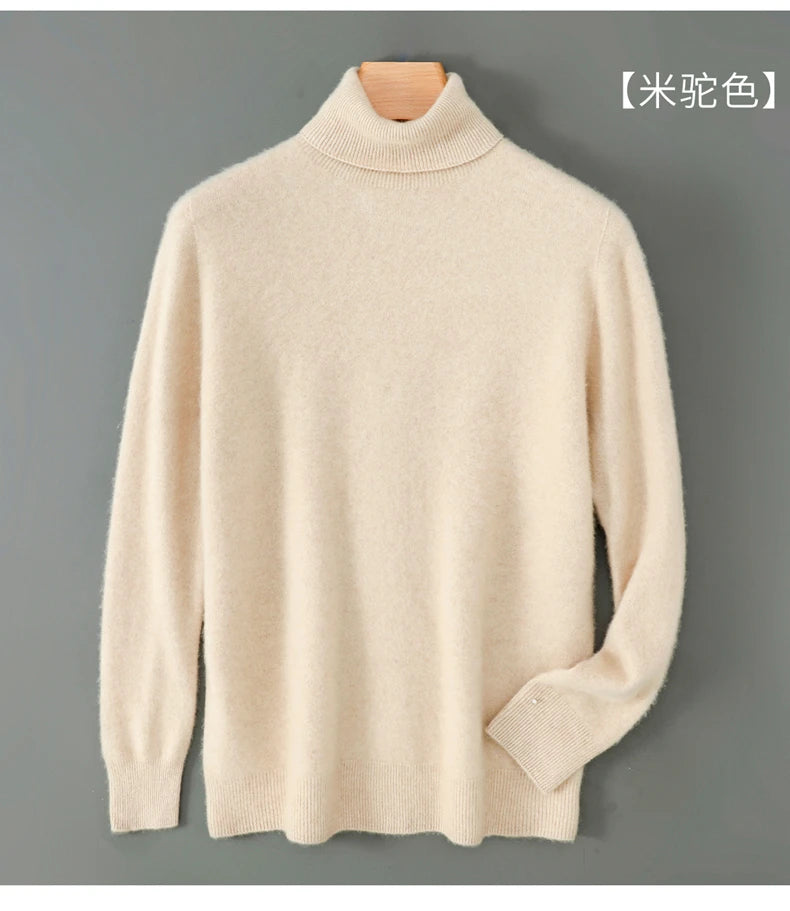 100% wool high neck sweater with pullover for men, autumn and winter warm and full sleeved hot selling new knitted  base sweater